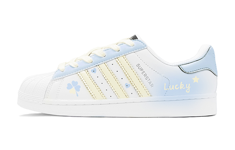 Adidas Originals SUPERSTAR Double Festival Greetings, Lucky Four Leaf Clover Low Top Skateboard Shoes Unisex Blue White купить в интернет-магазине Yoocart с быстрой доставкой по России.
