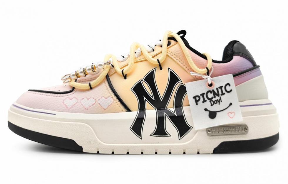 MLB Chunky Liner Wear-Resistant Height Increasing Low-Top Skateboard Shoes Unisex Yellow Pink Purple