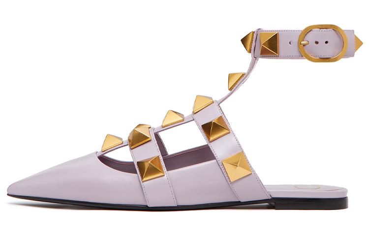 Valentino Roman Stud Garavani Flat Shoes Women's Purple