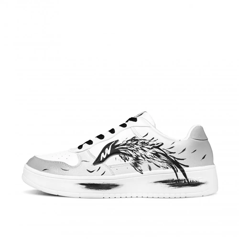 LiNing Pontoon Boats Anti Slip And Wear Resistant Height Increasing Low top Skateboard Shoes Men's Black White