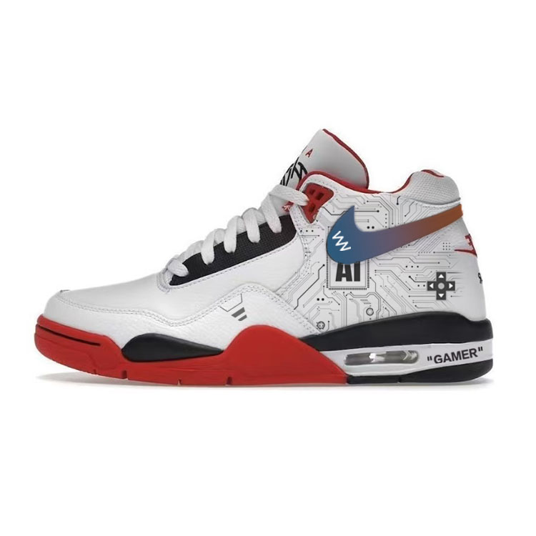 Nike Flight Legacy Slip-Resistant Mid-Top Vintage Basketball Shoes Men's Red White