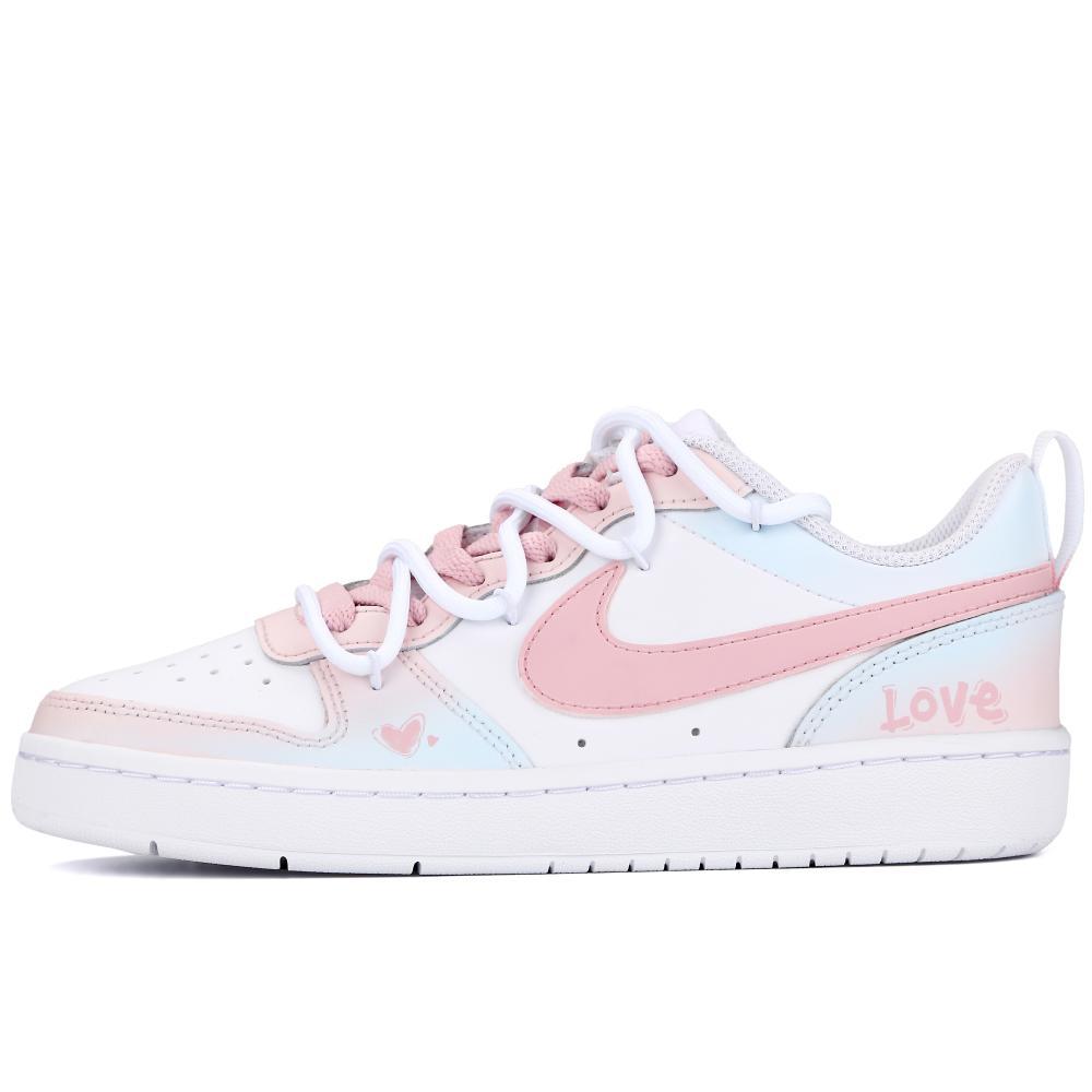 Nike Court Borough 2 Skateboard Shoes Women's Low Top Pink Blue White