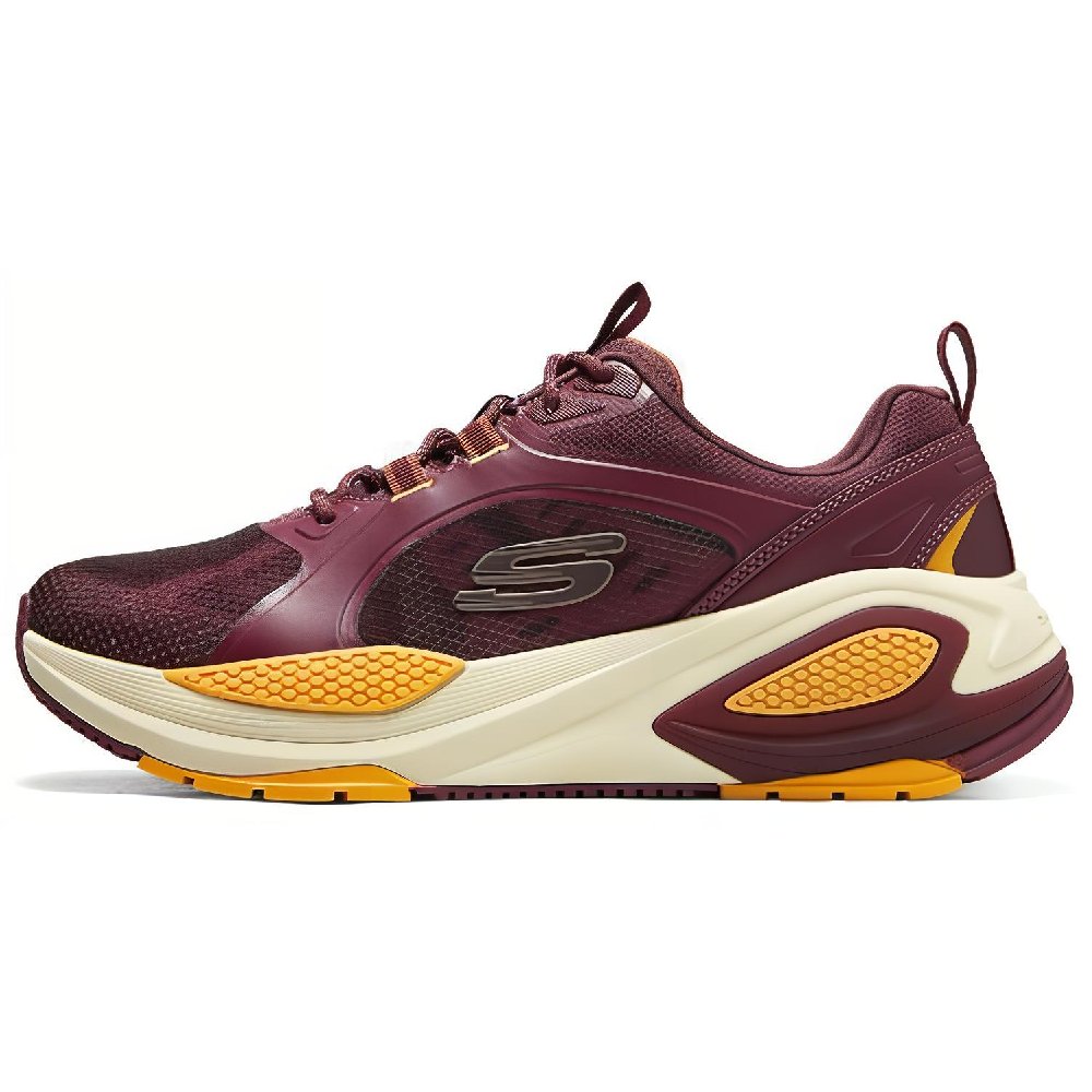 Skechers Cushioning Breathable Low-Top Running Shoes Men's Red Gold
