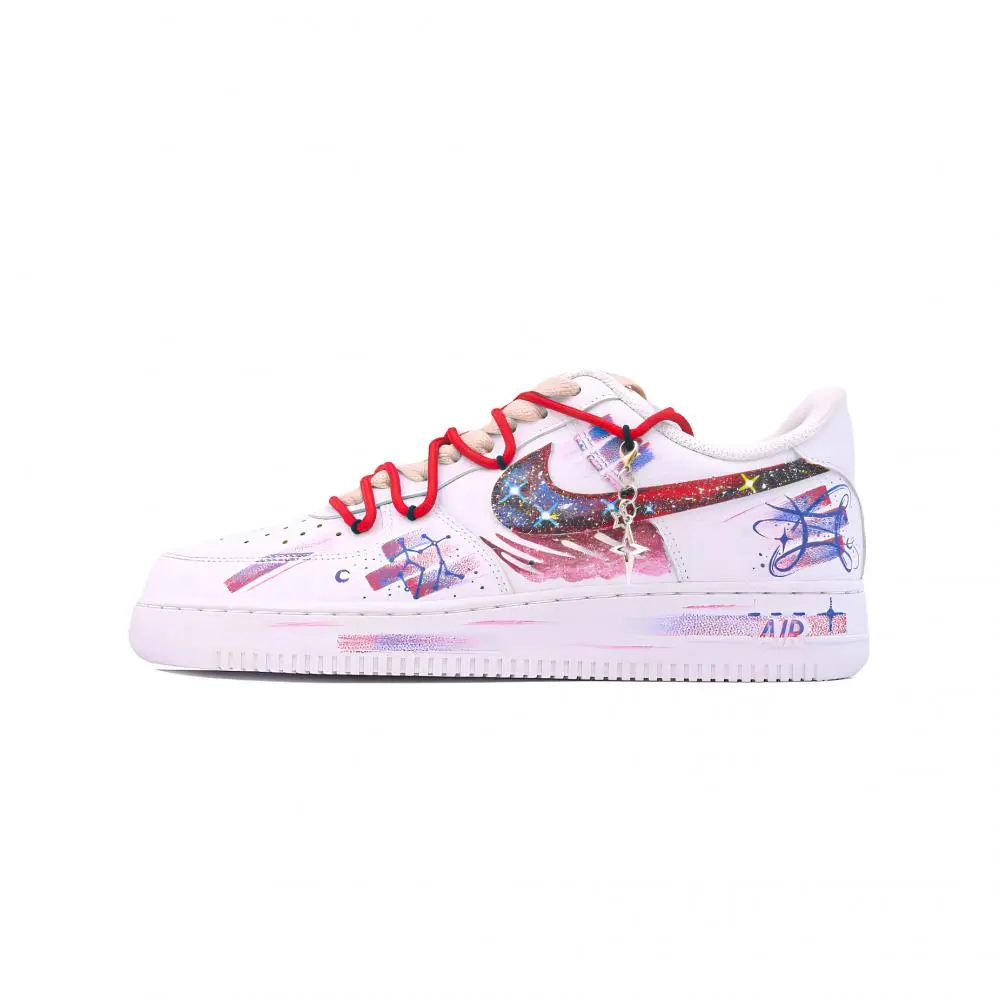 Nike Air Force 1 Singularity, 12 Constellations, Gemini Abrasion Resistant Low top Skateboard Shoes Unisex White Red