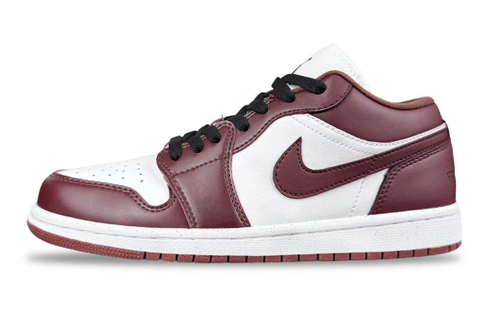 Jordan Air Jordan 1 Heart Of Bordeaux Abrasion Resistant Low Top Vintage Basketball Shoes Unisex Burgundy