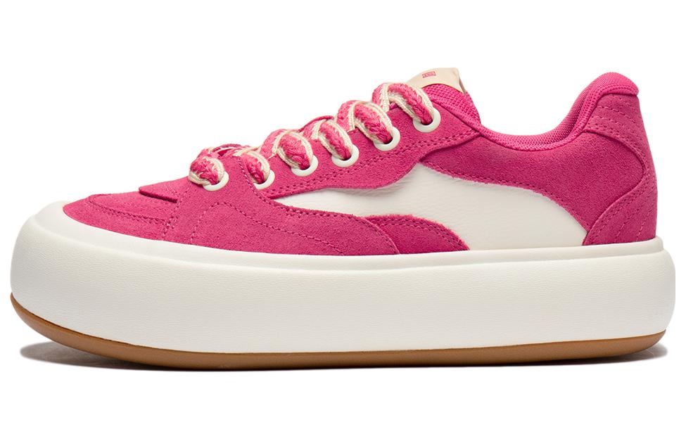 LiNing Puff Platform Anti Slip Wear Resistant Low Top Skateboard Shoes Women's Red White