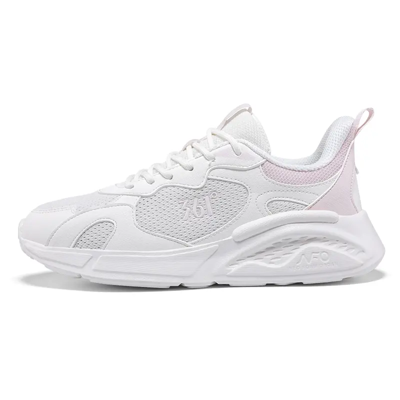 361° Slip Resistant And Breathable Low Top Sprint Running Shoes Women's White Pink