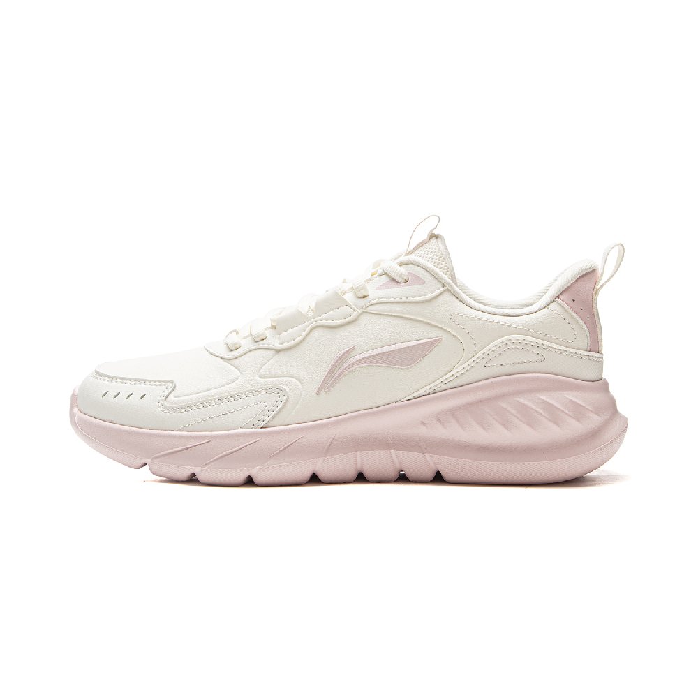 LiNing Light Mist Cushioning, Wear Resistant Low Top Casual Running Shoes Women's White Pink