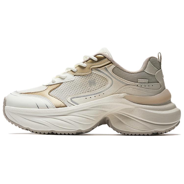 Anta Cloud Rising Abrasion Resistant Breathable Low top Chunky Sneakers Women's Ecru Gold