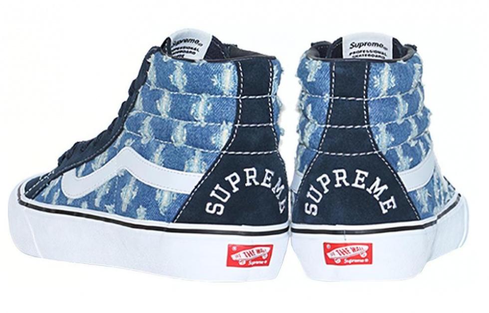 Vans Supreme X Sk8 Hi 'Blue Hole Punch Denim' купить в интернет-магазине Yoocart с быстрой доставкой по России.
