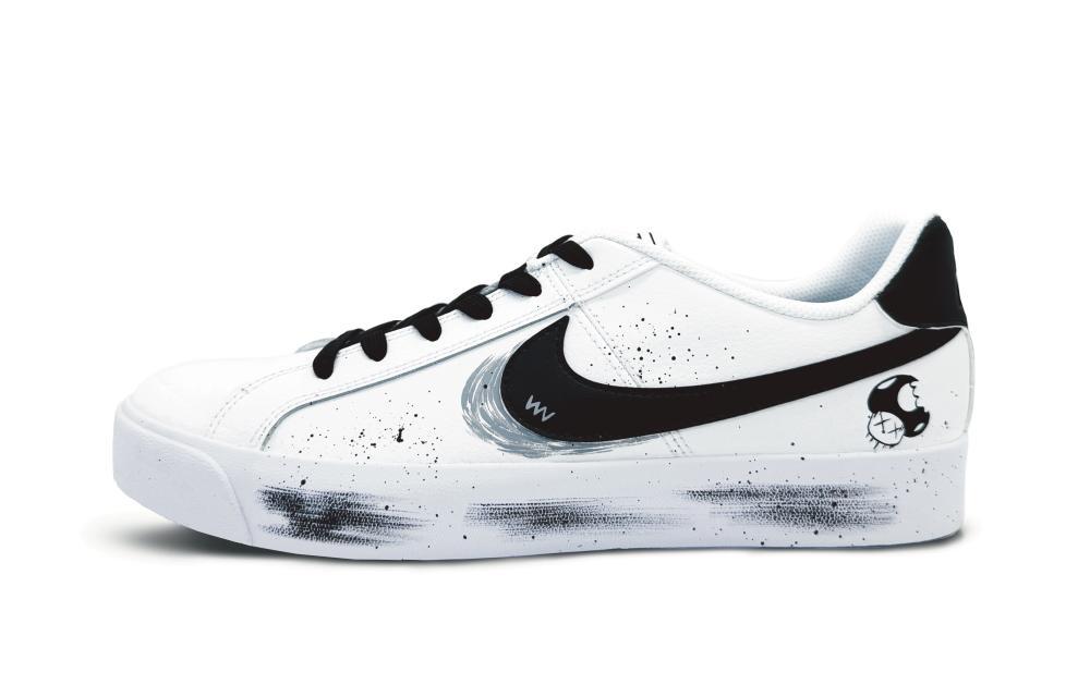 Nike Court Royale Non-slip Lightweight Low-Top Skateboard Shoes Unisex Black White Gray