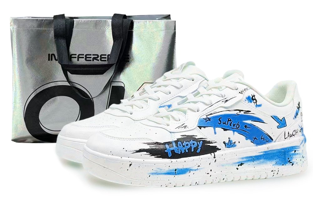 Anta Relaxed Cushioning, Wear Resistant Low Top Skateboard Shoes Women's White Black Blue