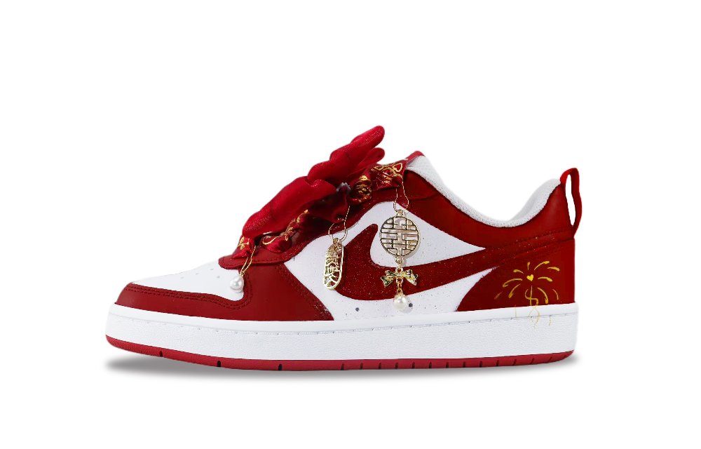 Nike Court Borough 2 Anti Slip Wear Resistant Low Top Skateboard Shoes Women's Red