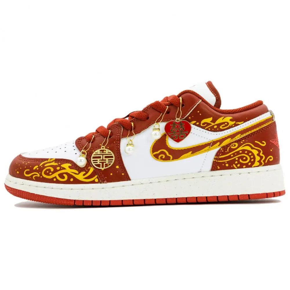 Jordan Air Jordan 1 Xi Yué Low Top Vintage Basketball Shoes Unisex Red