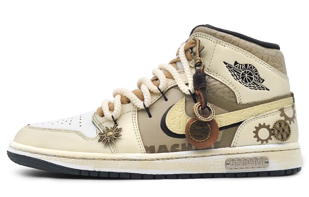 Jordan Air Jordan 1 Mid High-Top Vintage Basketball Shoes Men's Beige