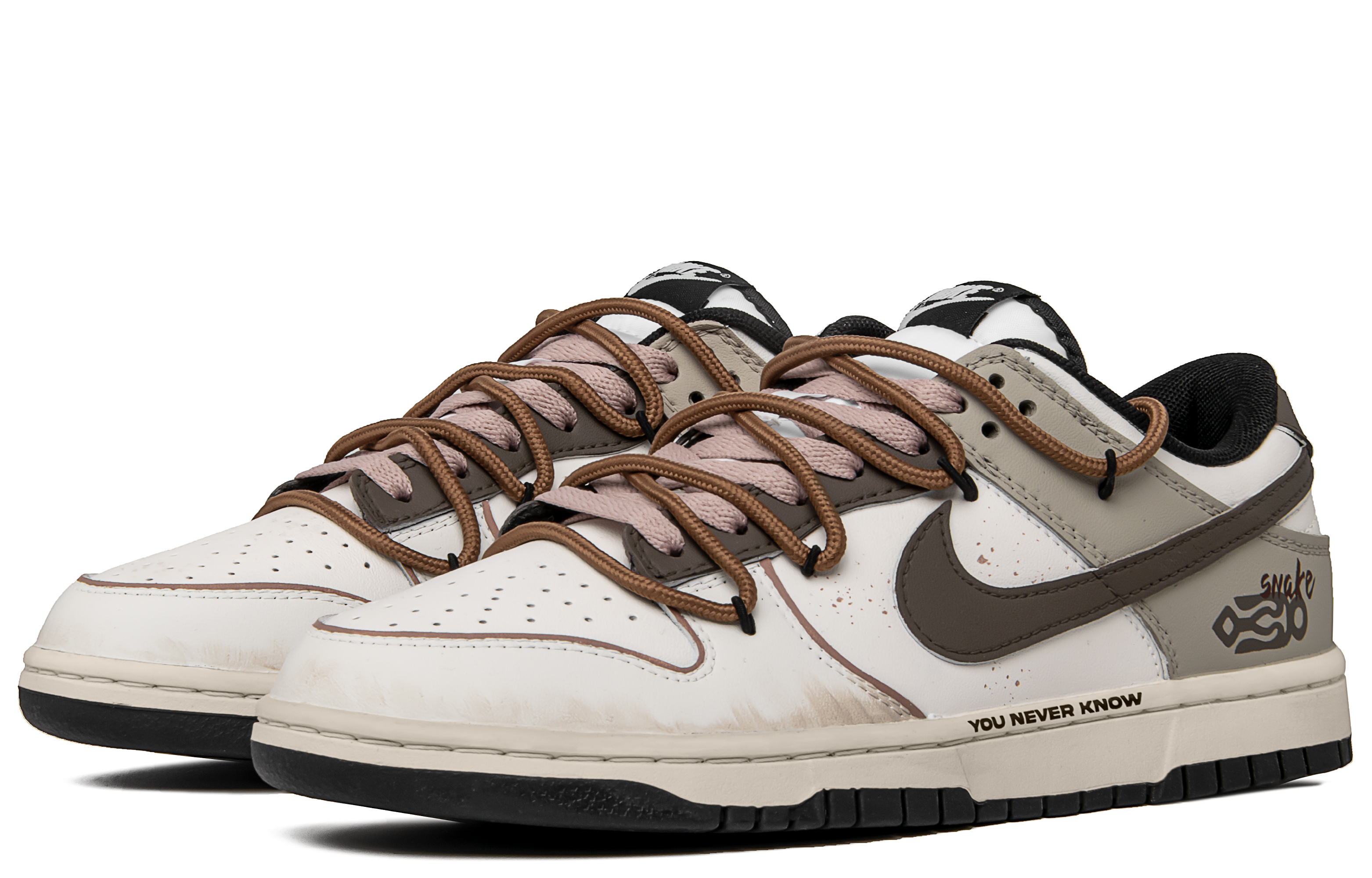 Nike Dunk Snake Leaps Into A New Journey Anti Slip Wear Resistant Low Top Skateboard Shoes Men's White Brown купить в интернет-магазине Yoocart с быстрой доставкой по России.