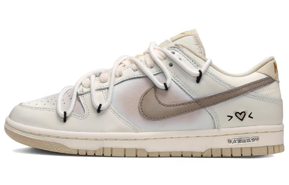 Nike Dunk Low-Top Skateboard Shoes GS Beige Brown