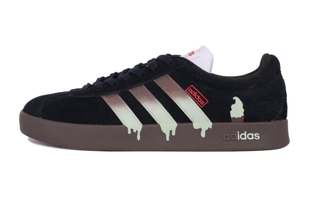Adidas VL COURT 2.0 Matcha Waffle Abrasion Resistant Low Top Skateboard Shoes Unisex Black