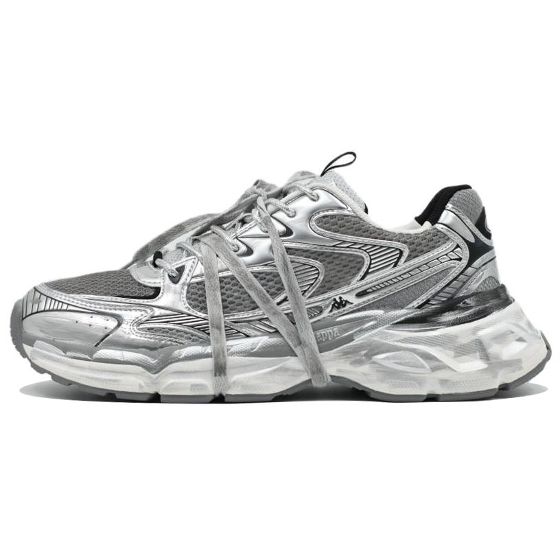 Kappa Anti-Slip Wear-Resistant Low-Top Casual Running Shoes Unisex Silver Gray