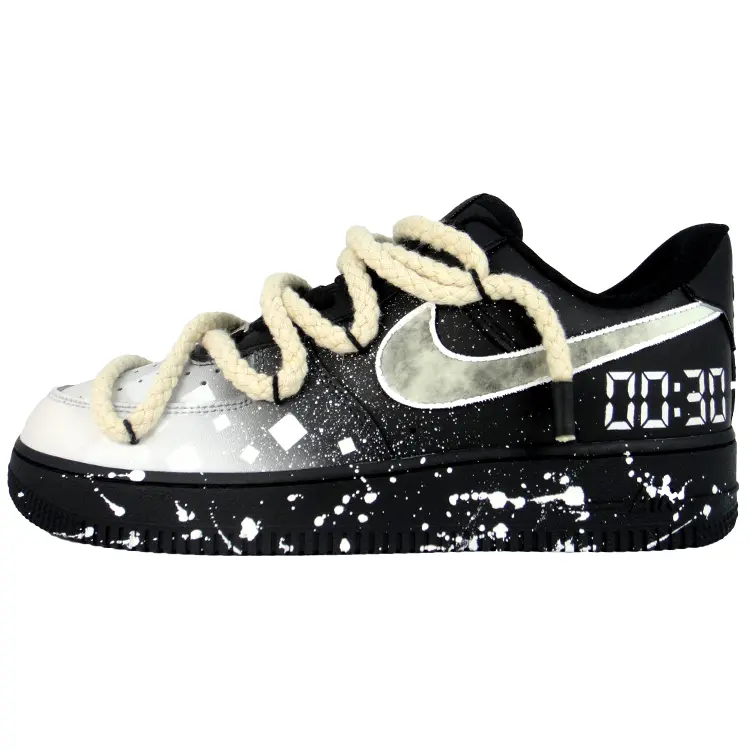 Nike Air Force 1 Spacetime Oblivion Wear resistant And Lightweight Low top Skateboard Shoes Unisex Black White