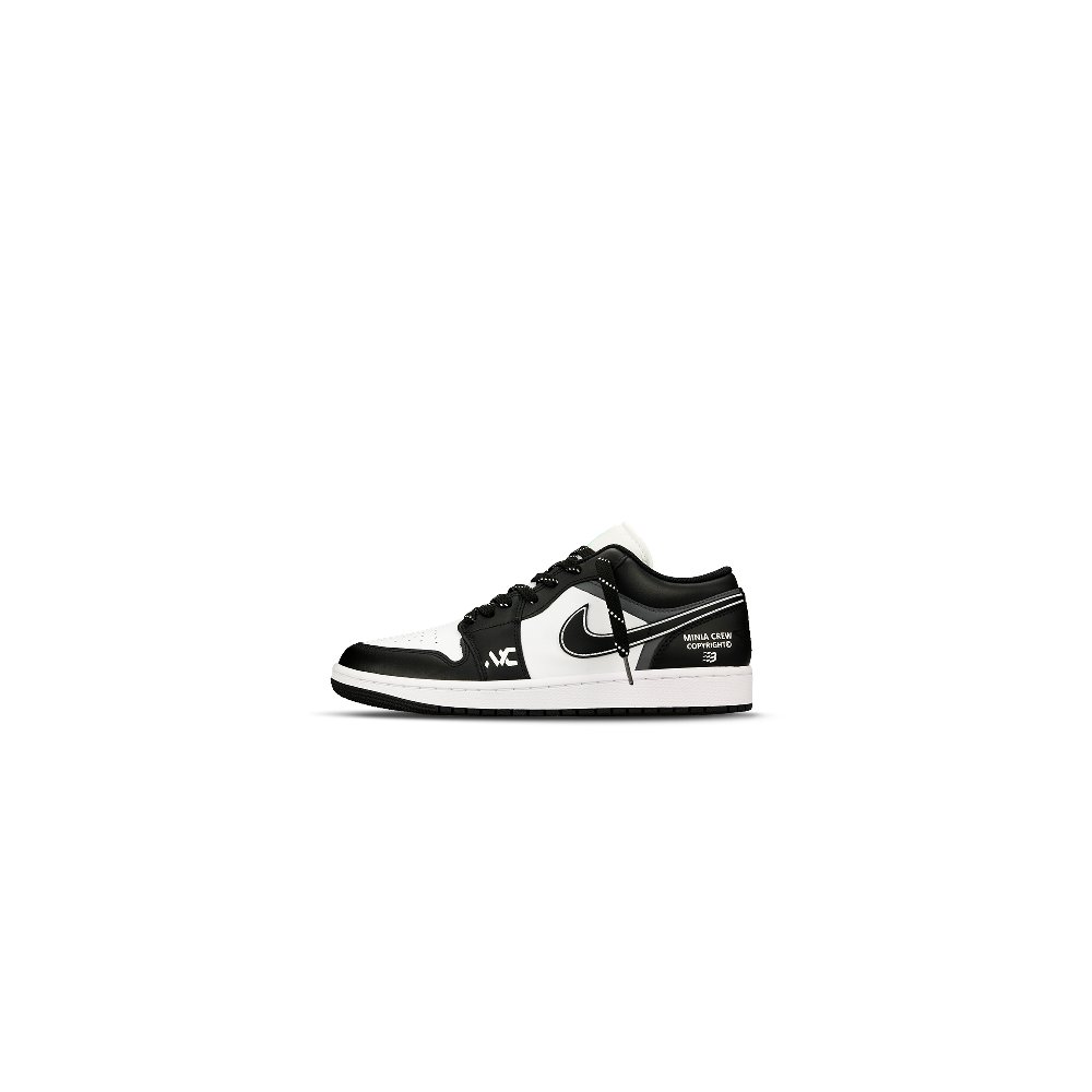 Jordan Air Jordan 1 Coverage Moisture Wicking Low Top Vintage Basketball Shoes Men's Black White Gray