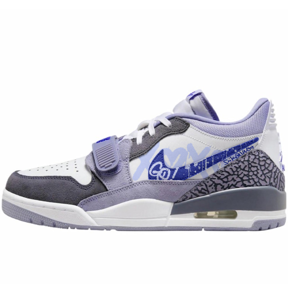 Jordan Legacy 312 Blueberry Storm Abrasion Resistant Low Top Vintage Basketball Shoes Men's White Blue Purple