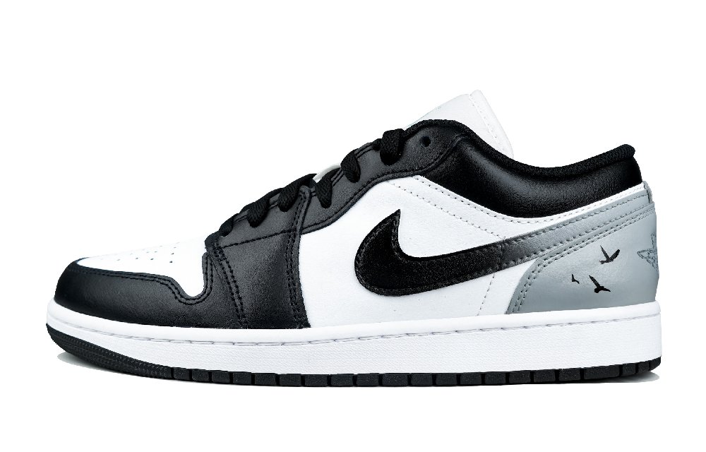 Jordan Air Jordan 1 Thunderbird Durable Breathable Low-Top Vintage Basketball Shoes Men's Black White Gray