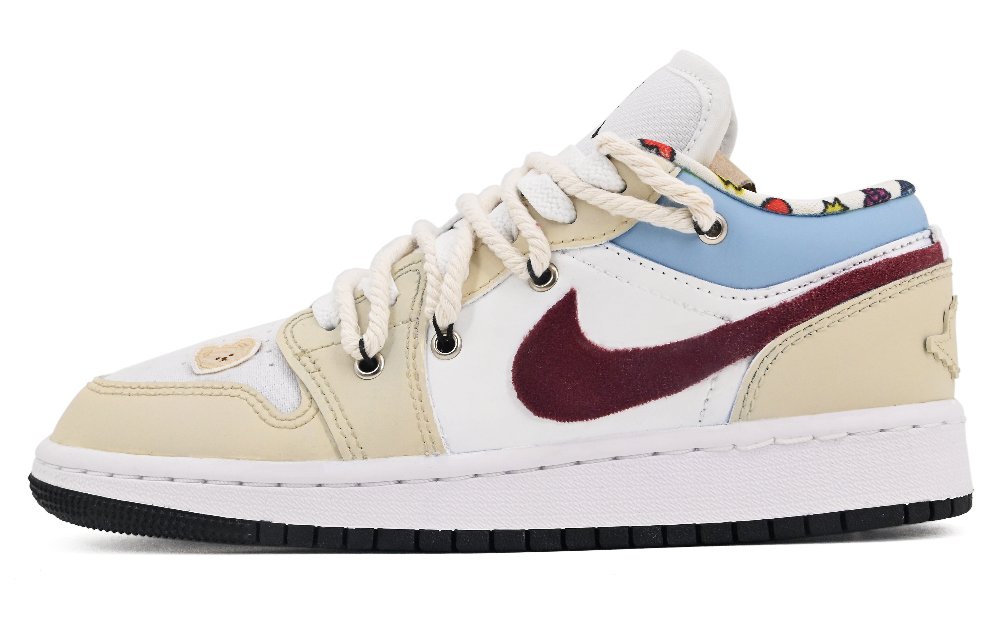 Jordan Air Jordan 1 Cushioning Anti-Slip And Wear-Resistant Low-Top Vintage Basketball Shoes GS Ecru
