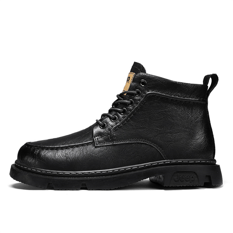 Jeep Warm Thick Martin Boots Crew Snow Boots Black