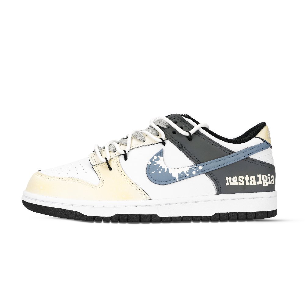Nike Dunk Spray Paint Fly Abrasion Resistant Low Top Skateboard Shoes Unisex Yellow Gray Blue
