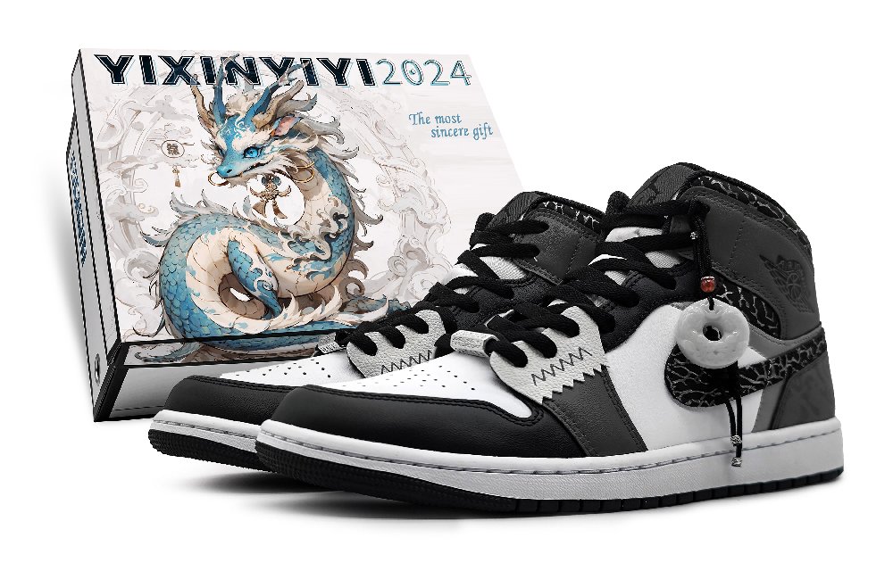 Jordan Air Jordan 1 High-Top Vintage Basketball Shoes Women's Black White Gray