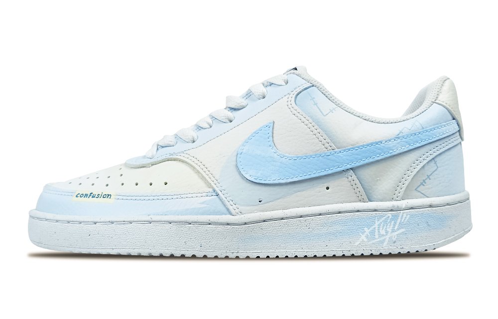 Nike Court Vision Low Slip Resistant Shock Absorbers Low Top Skateboard Shoes Unisex Blue White