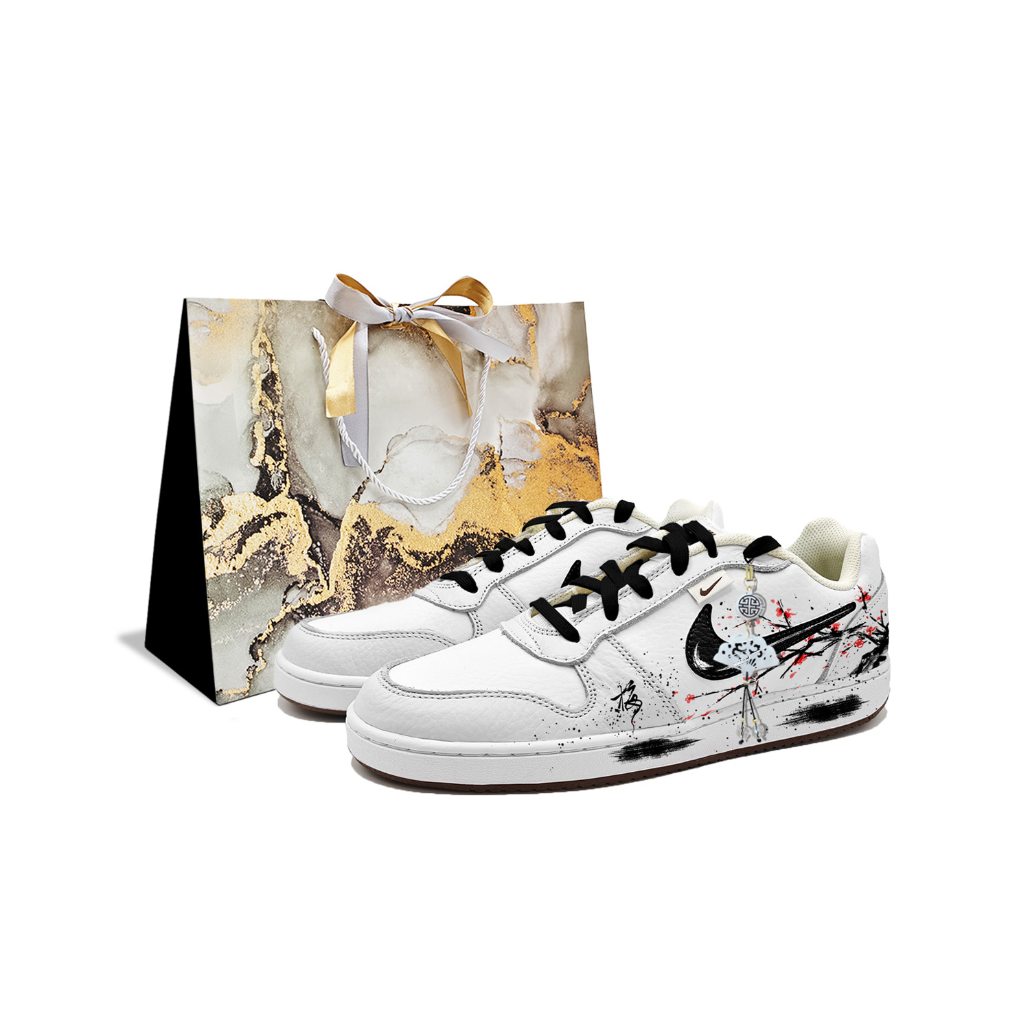 Nike EBERNON Treading Snow To Seek Plum Blossom Part 2 Cushioning, Wear Resistant Low top Skateboard Shoes Men's