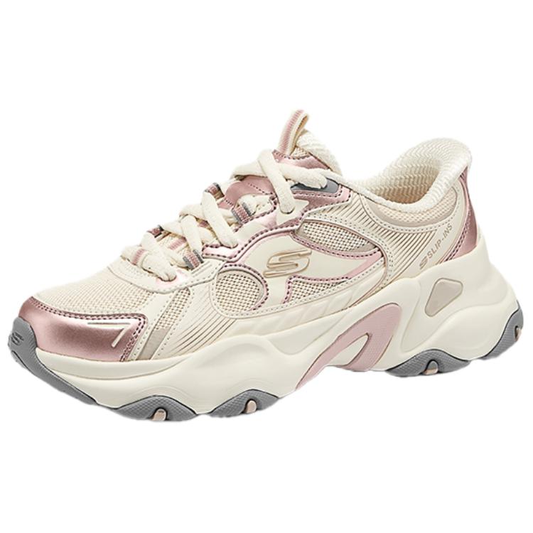 Skechers D'LITES 5.0 Abrasion Resistant Low top Chunky Sneakers Women's Pink Beige