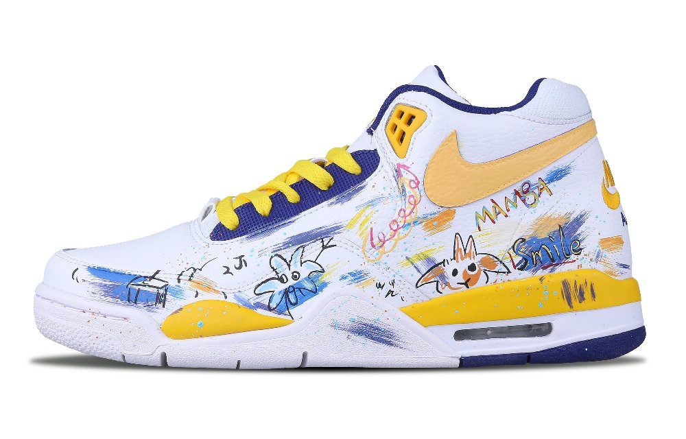 Nike Flight Legacy Vintage Basketball Shoes Men Mid-Top Yellow/Blue/Orange