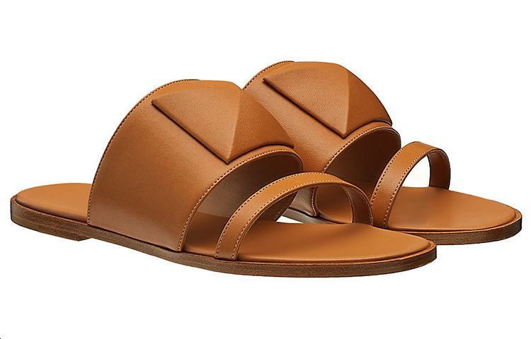HERMES Caia Abrasion-Resistant Slide Slippers Women's Gilded Color