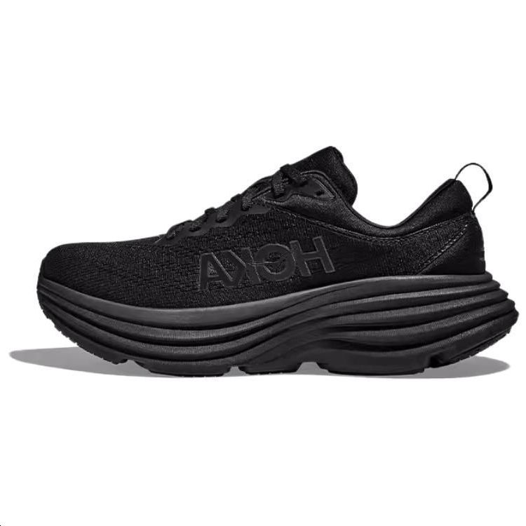 HOKA ONE ONE Bondi 8 Cushioned Slip-Resistant Breathable Low-Top Marathon Running Shoes Women's Black