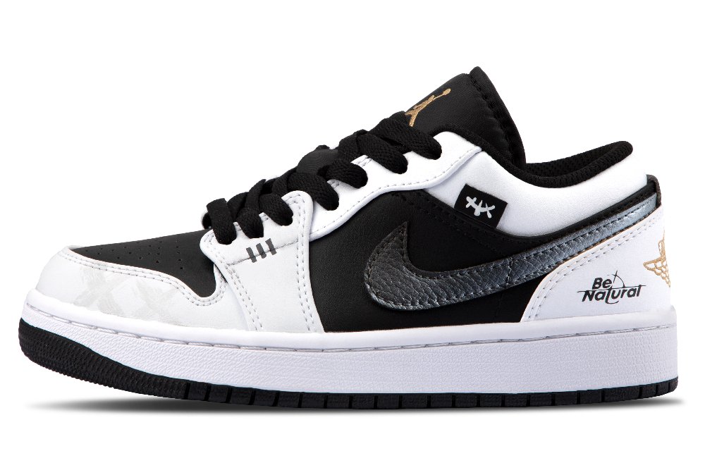 Jordan Air Jordan 1 Cushioning Low Top Vintage Basketball Shoes Unisex Black White