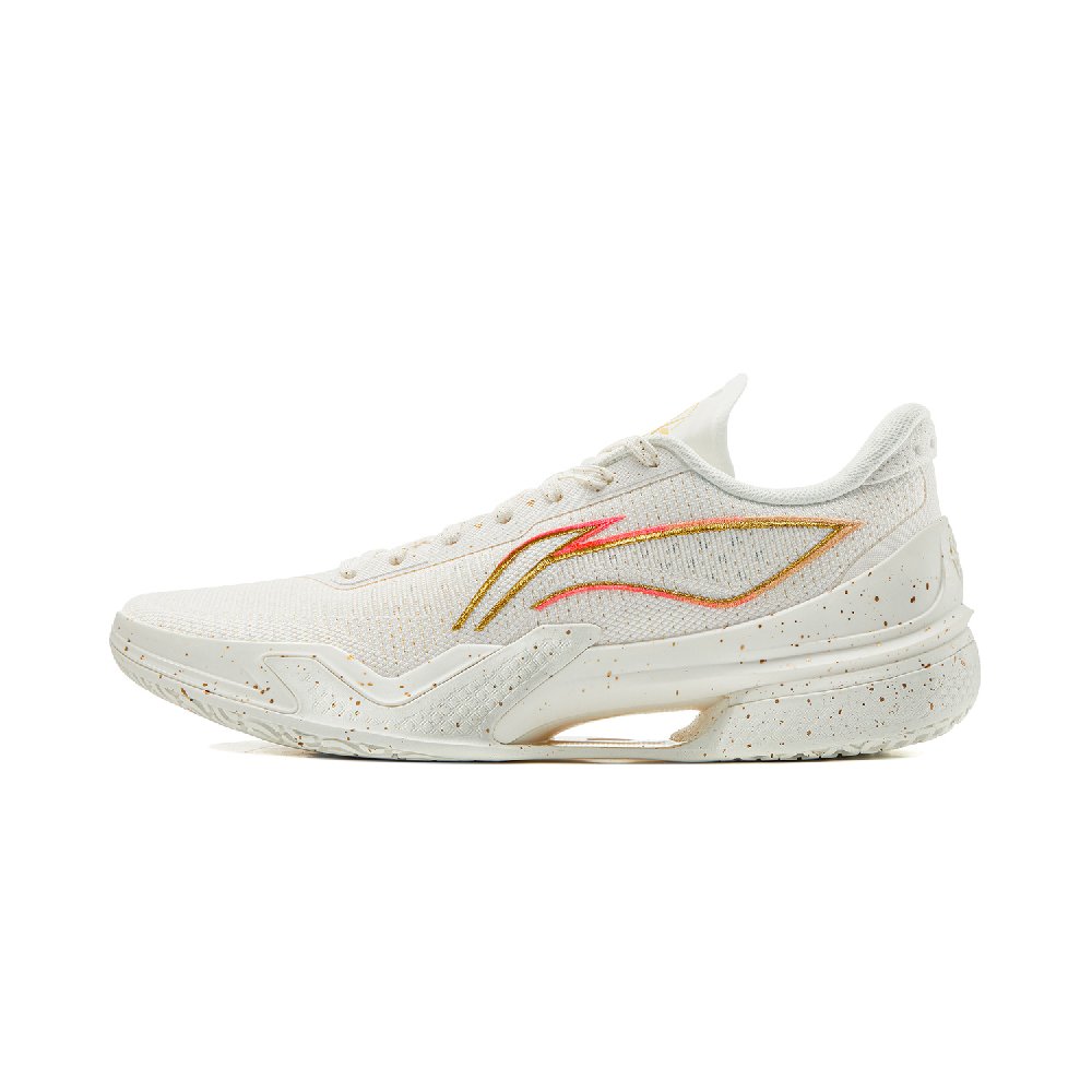 LiNing Knife 5 Slip Resistant Coverage Lightweight Rebound Low top Performance Basketball Shoes Men's White Gold