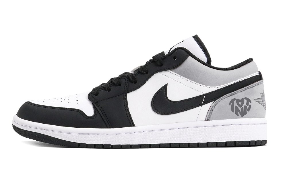 Jordan Air Jordan 1 Puppy Fragment Shock Absorbers Slip Resistant Low Top Vintage Basketball Shoes Men's Black Gray
