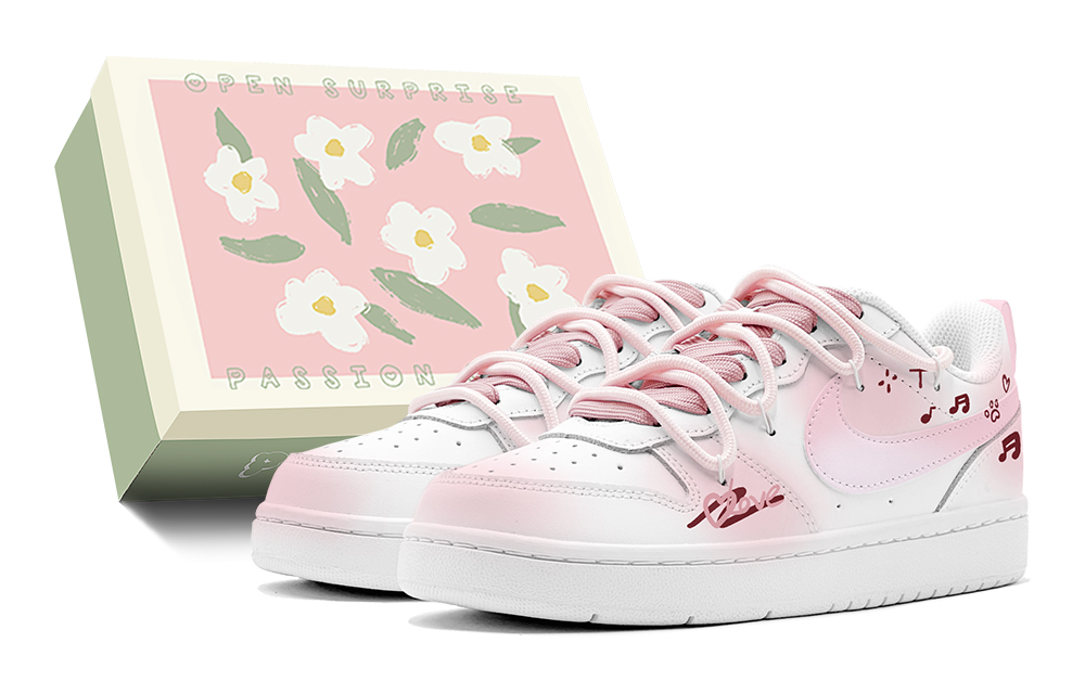 Nike Court Borough Spring Awakening March Into The Green Season Dreamy Music Box Low-Top Skateboard Shoes Women's Pink