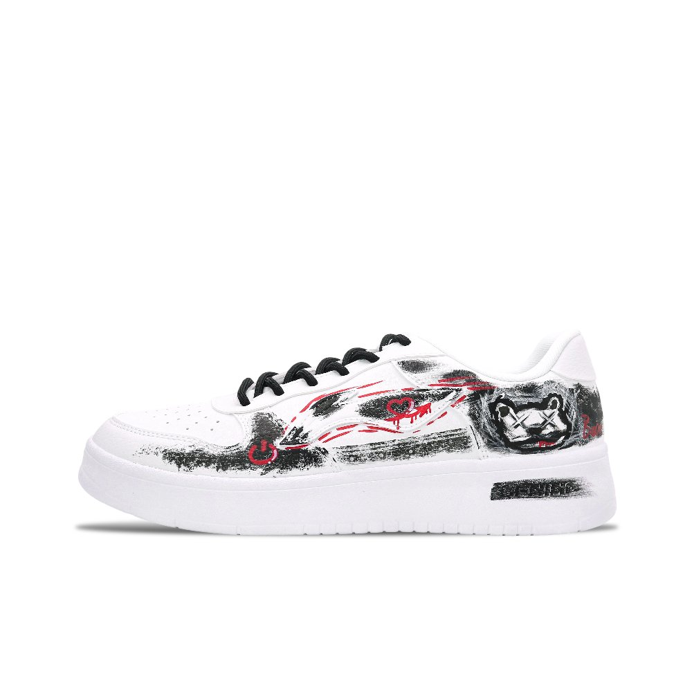 LiNing Pontoon Boats Cushioning, Wear Resistant Low Top Skateboard Shoes Unisex Black White Red