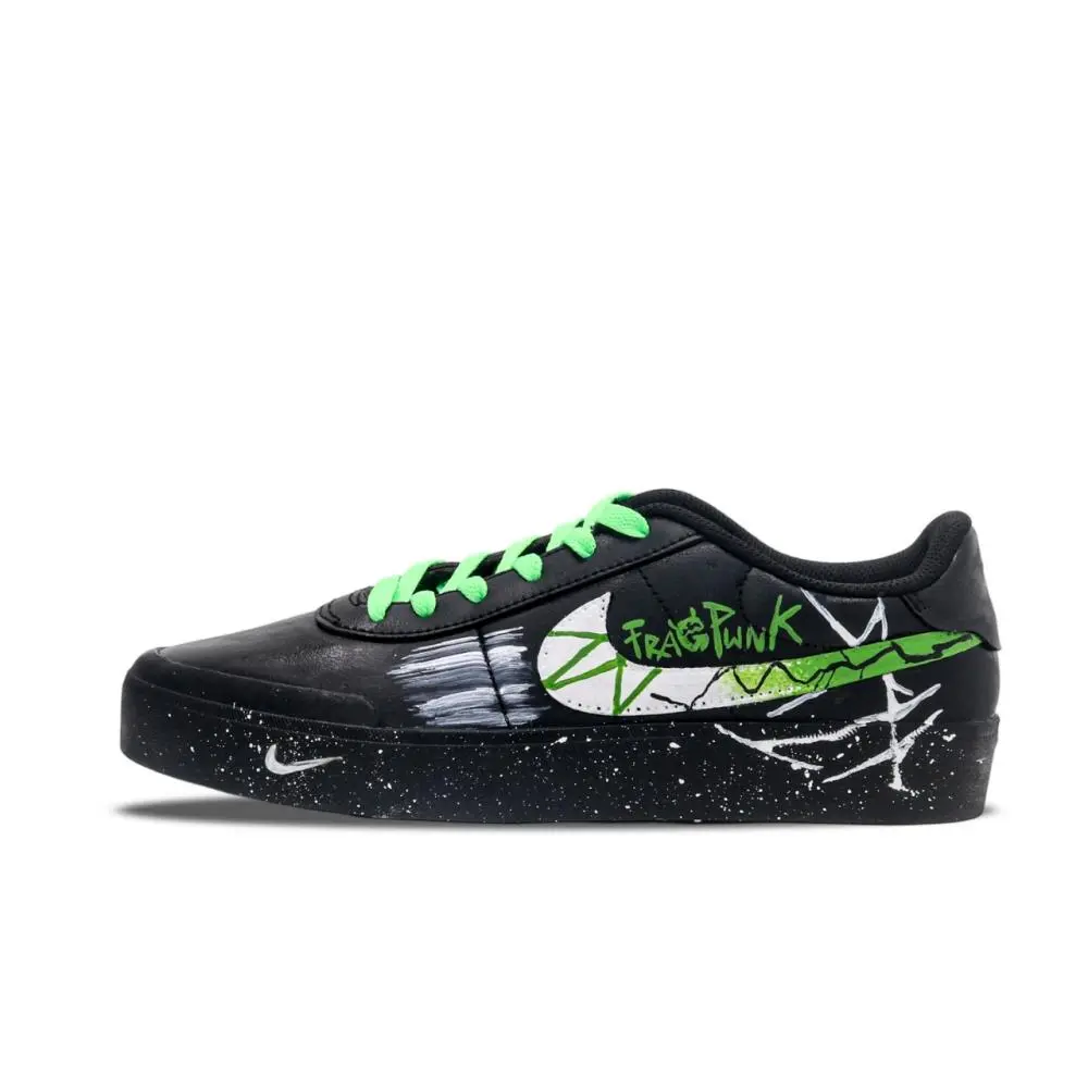 Nike Court Shot Punk Crack Cushioning Low top Skateboard Shoes Men's Black White Green