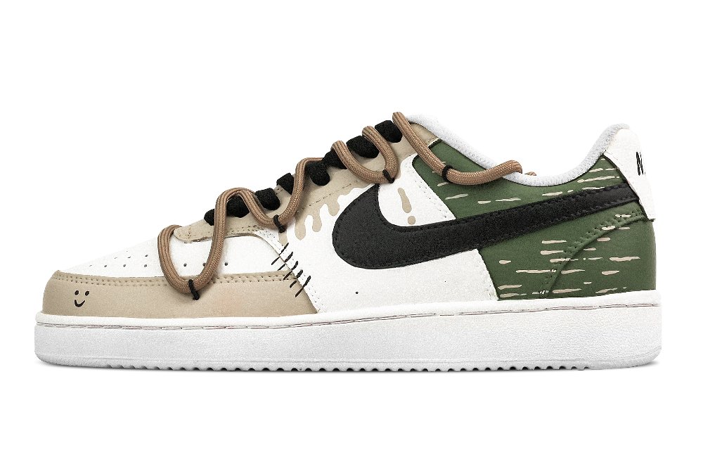 Nike Court Vision 1 Modern Era Abrasion Resistant Low Top Skateboard Shoes Men's Green Brown