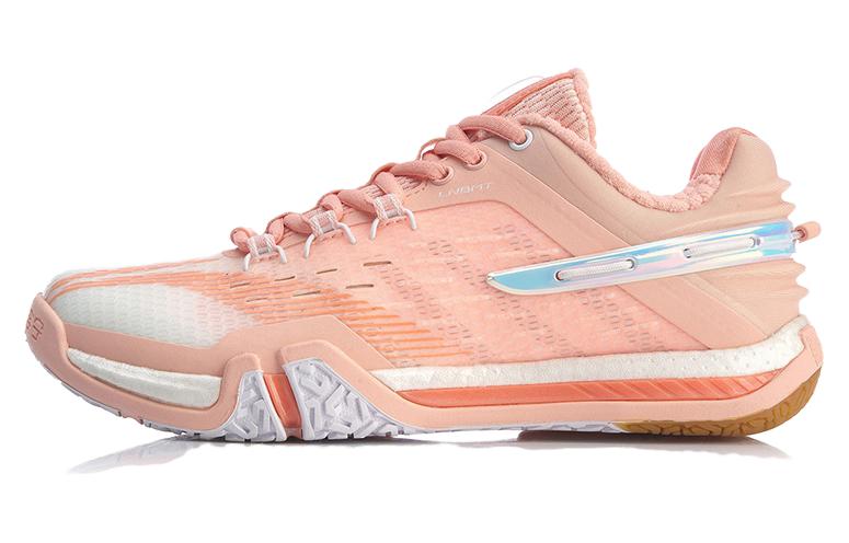 LiNing Quick Start Saga 2020 Cushioned Slip Resistant Abrasion Resistant Low Top Badminton Shoes Women's Orange Pink