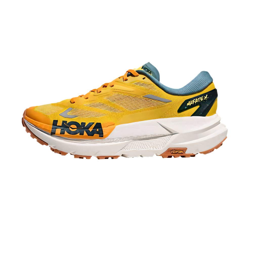 HOKA ONE ONE Mafate X Breathable Lightweight Rebound Low Top Running Shoes Men's Lemon