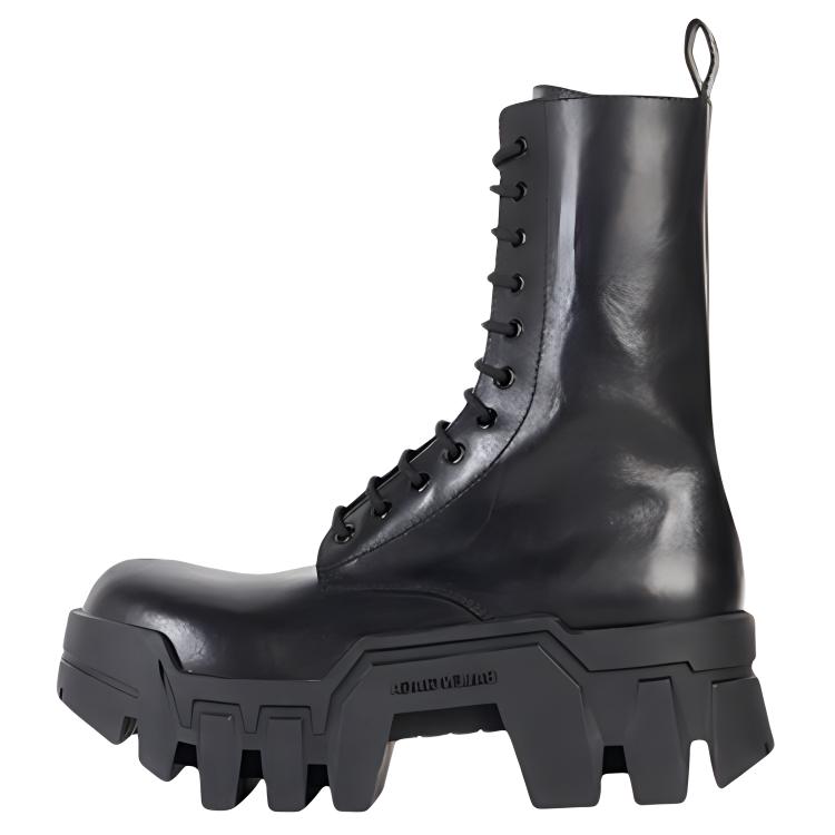 Balenciaga Bulldozer Lace Up Boot 'Black Vegetal Calfskin' Women's