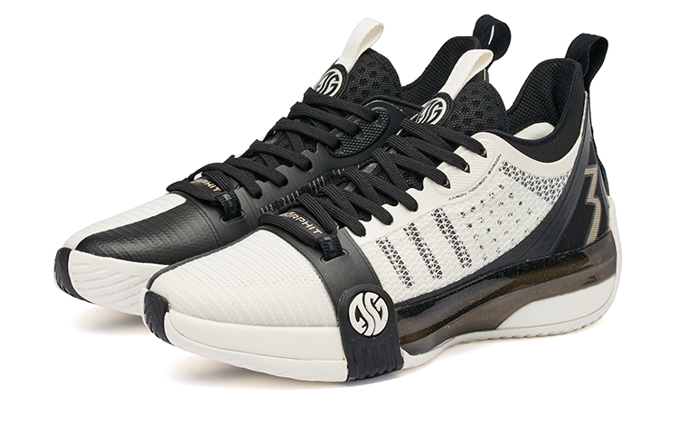 361° Zen 3 Wear-Resistant Slip-Resistant Mid-Top Performance Basketball Shoes Men's White Black