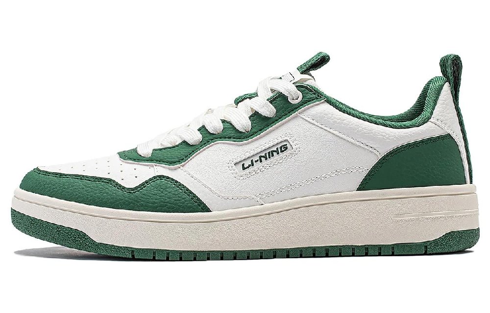 LiNing Star Sugar Anti-Slip Wear-Resistant Lightweight Breathable Low-Top Skateboard Shoes Men's White Green