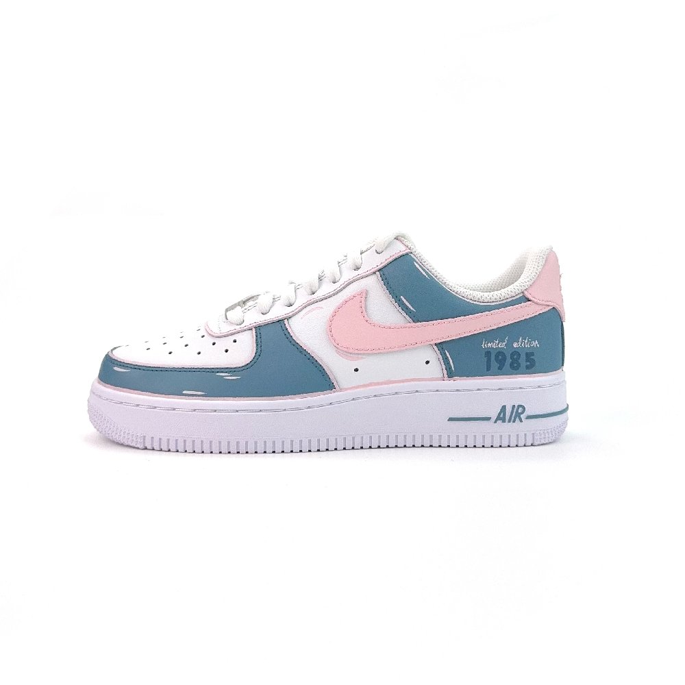 Nike Air Force 1 Iridescent 1985 Anti Slip Wear Resistant Low Top Skateboard Shoes Unisex Blue White